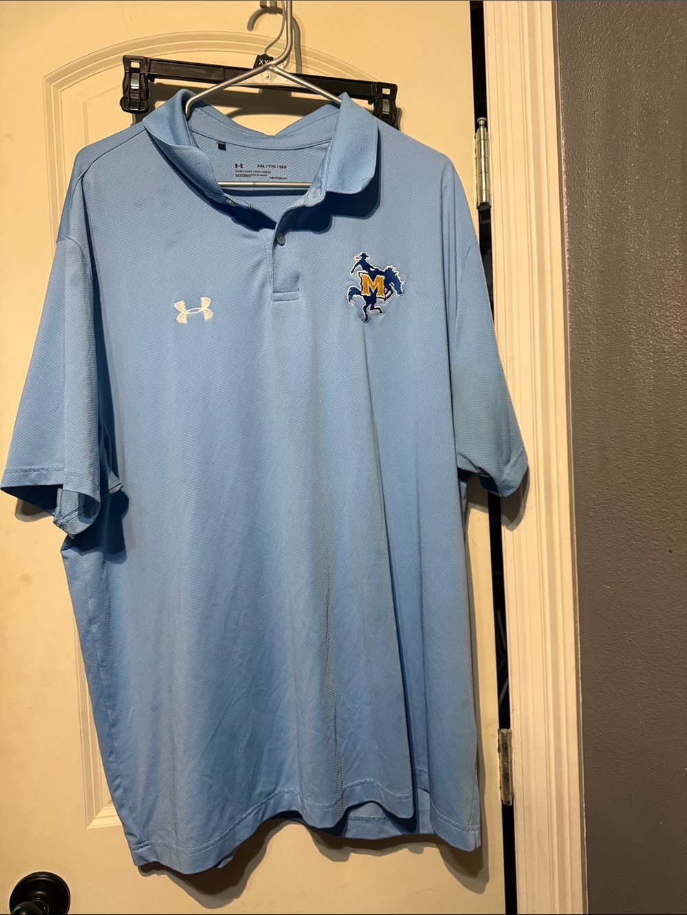 Under Armour Men’s Sky Blue Performance Polo with Embroidered McNeese Logo